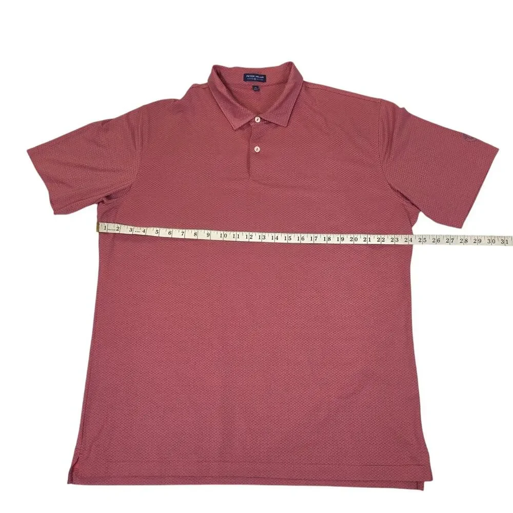 Peter Millar Crown Crafted Mens XL Polo Shirt Golf Short Sleeve Micro Print Pink